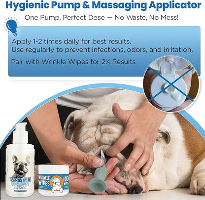 Wrinkle Balm for Dog Wrinkles 3 Oz Includes Applicator, Dog Lotion for Dry Itchy Skin Relief, Yeast Infection Treatment, Protects from Cracks & Wounds