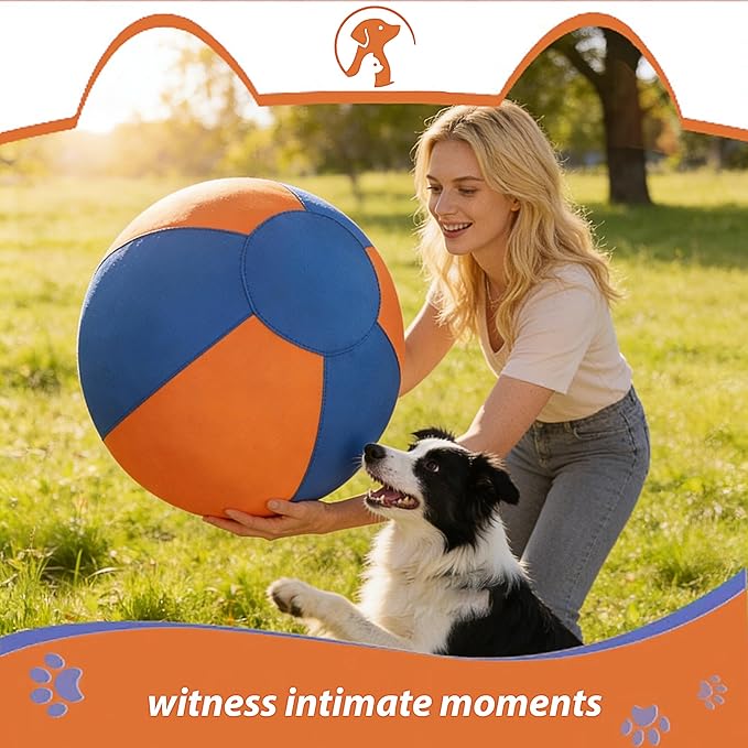VORLHQ 18" Herding Ball for Dogs with 2Inner Bladders Tear Resistant Dog Toy Balls for Australian Shepherds Border Collies Indoor Outdoor Agility Training Medium Large Breeds