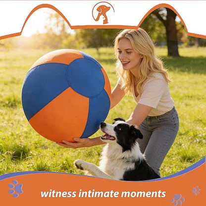 VORLHQ 18" Herding Ball for Dogs with 2Inner Bladders Tear Resistant Dog Toy Balls for Australian Shepherds Border Collies Indoor Outdoor Agility Training Medium Large Breeds