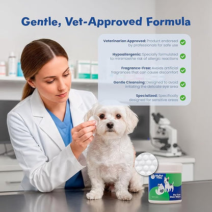 My Pet & Me Dog Eye Wipes & Cat Eye Wipes – 120 Ct | Pet Eye Wipes Tear Stain Remover | Natural Plant-Based, Hypoallergenic & Fragrance-Free Wipes for Dirt, Discharge & Complete Daily Eye Care