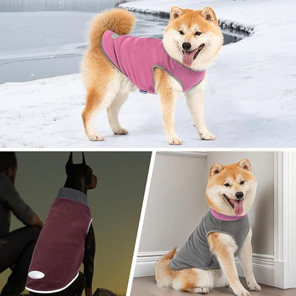 cyeollo 2 Pack Dog Sweater Fleece Vest Pullover Dog Sweatshirt Reflective Lightweight Pet Clothes for Large Dogs Girl Pet Apparel Size XXXL Pink & Grey