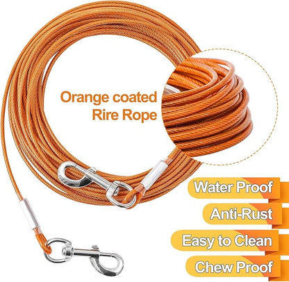 Dog Tie Out Cable,20ft Dog Lead-Heavy Duty Tie Out Cable for Large Dogs Up to 125lbs-Dog Chain for Yard-Outside Dogs Runner Tether Line
