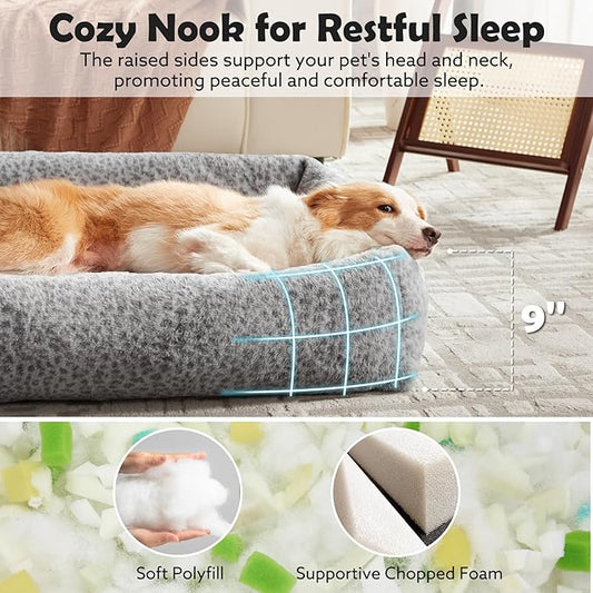 JOEJOY XL Dog Beds Large Sized Dog, Washable Orthopedic Premium Soft Corduroy Fleece Pet Bed with Removable Zipper Cover, Cute Calming Puppy Bed with Non Skid Bottom