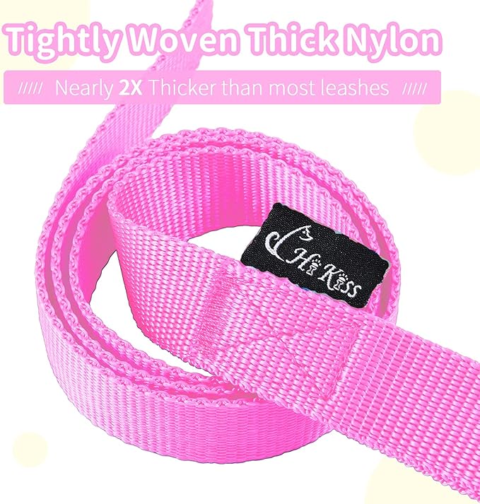 HIKISS Long Dog Leash Obedience Recall Training Agility Lead with Thickening Material for Large Dog - 15ft 20ft 30ft 50ft 100ft Training Leash(Pink 30ft)