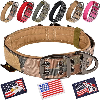 ADITYNA Heavy Duty Camo Dog Collar for Large Dogs - Collar with Handle for Training, and Walking - Wide, Thick, Tactical, Soft Neoprene Padded