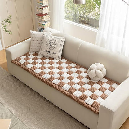 HOMEREFROM Couch Cover for Dogs Washable, Fuzzy Pet Cover for Sofa, Covers for 3 Cushion Couch Pet-Friendly, Non Slip Dog Bed Mat Dog Blanket (DarkCoffee, 27.6x82.7 inch)