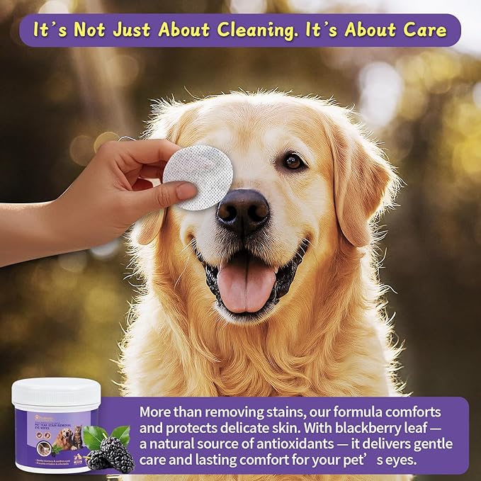 PawBubble Eye Wipes for Dogs and Cats, Tear Stain Remover for Dogs, Gently Cleans Tear Stains and Debris, Safe for Sensitive Eyes, 120 Count