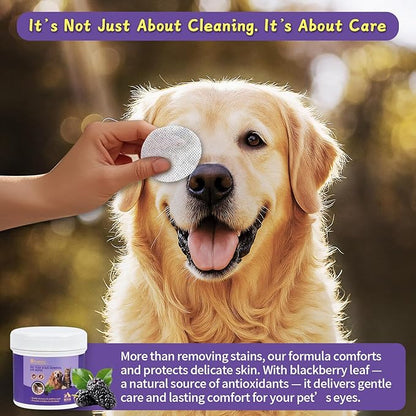 PawBubble Eye Wipes for Dogs and Cats, Tear Stain Remover for Dogs, Gently Cleans Tear Stains and Debris, Safe for Sensitive Eyes, 120 Count