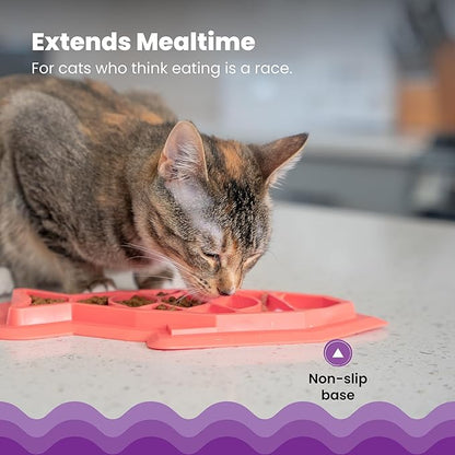 Catstages Fishie Fun Feed Mat – Non-Slip Slow Feeder Mat for Cats with Catnip, Crinkle Sounds & Engaging Play, ½ Cup Food Capacity, Pink
