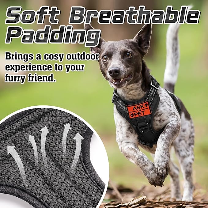 rabbitgoo Tactical Dog Harness for Large Dogs, No Pull Military Service Vest with Handle & Molle, Easy Control for Training Walking, Adjustable Reflective Straps, Black, L