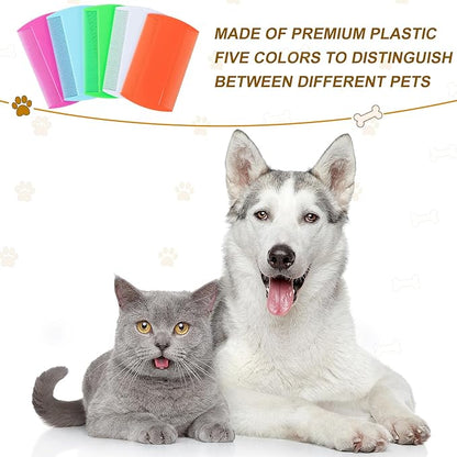 RMERVE 100 Pcs 5 Colors Double Side Tooth Pet Flea Comb Bulk for Cats Dogs Lice and Tick Comb for Small Cats Dogs Kitten Indoor