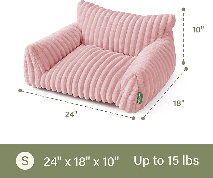 Cute Couch Bed for Pets, Supportive Cat Sofa for Indoor Cats, Small Dog Sofa Bed for Small Dogs, Pink, 24 inches