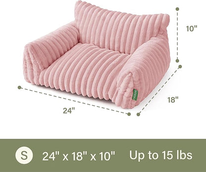 Cute Couch Bed for Pets, Supportive Cat Sofa for Indoor Cats, Small Dog Sofa Bed for Small Dogs, Pink, 24 inches