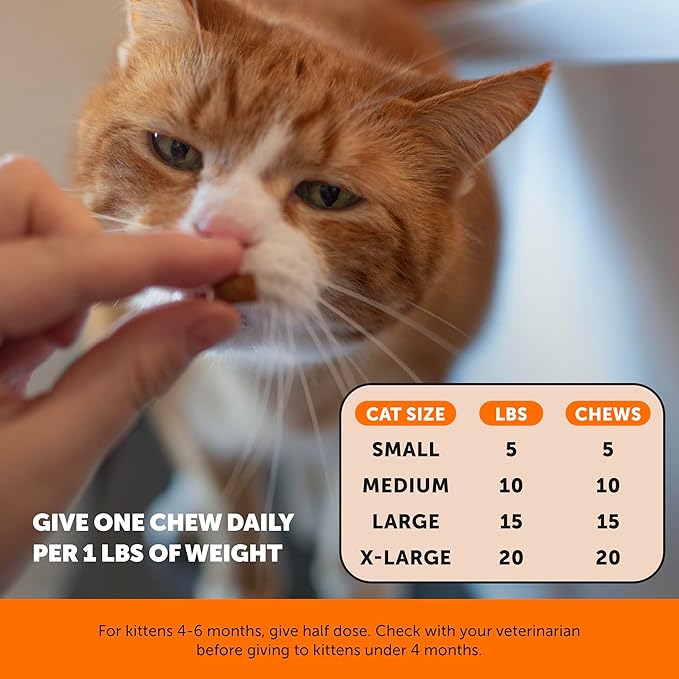 Cat Hip + Joint Health Chews – Crunchy & Creamy Cat Joint Support Supplement - Glucosamine, Chondroitin & Omega-3s – Supports Mobility, Flexibility & Comfort for Indoor & Outdoor Cats (Chicken 90-Day)