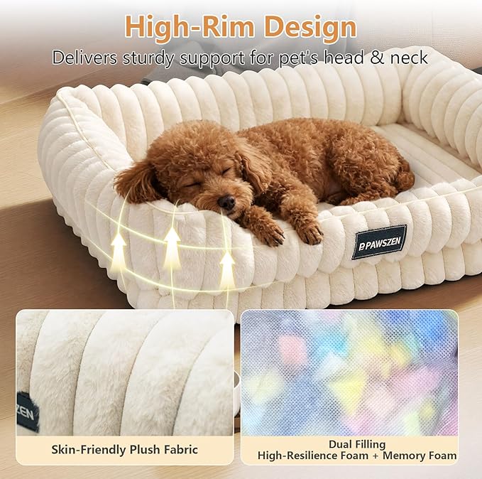 Dog Bed with Base, High Resilience & Supportive Dog Bed Medium Size Dog & Small Dog Bed, Raised Sides, Non-Slip Bottom Dog Beds for Small Dogs & Cats, Removable & Machine Washable