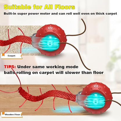 Saolife Interactive Cat Toys for Indoor Cats, Moving Cat Ball with Tail, Fast Rolling on Carpet, Chirping & Motion Activate