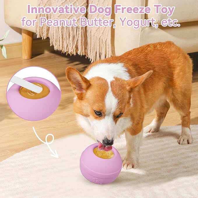 Long-Lasting Interactive Dog Lick Toy, Stuffable Dog Enrichment to Keep Dogs Busy, Wobbly Treat Dispensing Freezable Chew Toys, Food-Grade Safe (Pastel Purple,S)