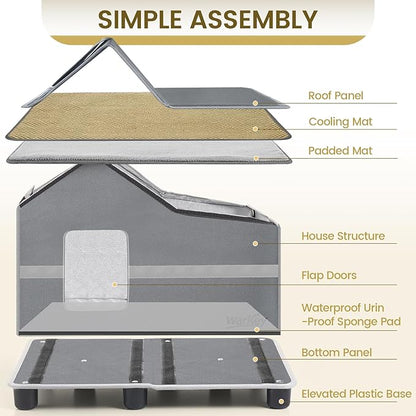 Outdoor Cat House Weatherproof, Outside Cat House for Outdoor Feral Cats, Insulated Cat Shelter with Cozy Mat and Elevated Bases