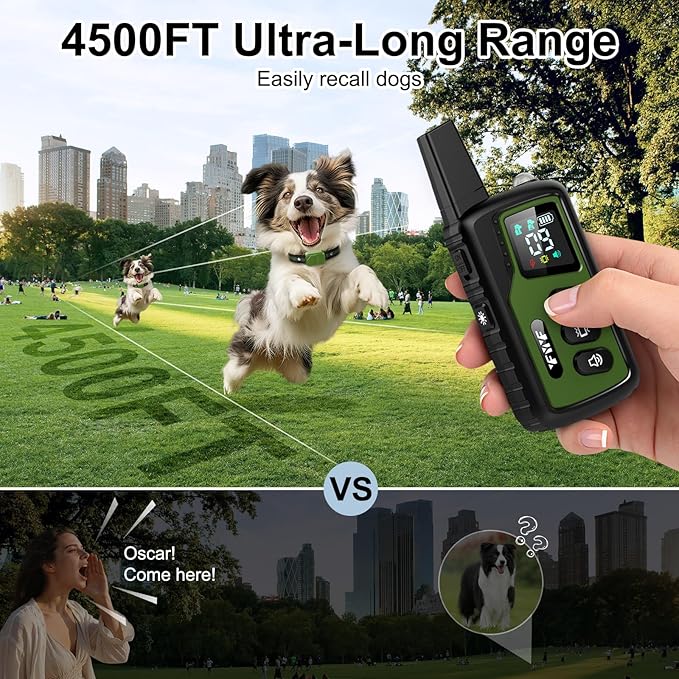 Ultimate Shock Collar for Dogs, 4500FT Dog Training Collar with Remote & IP68 Waterproof Electric Dog Collar with 3 Training Modes, Innovative Safer Light, Rechargeable E-Collar for All Breeds