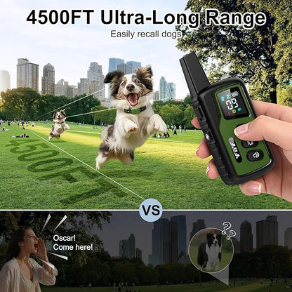 Ultimate Shock Collar for Dogs, 4500FT Dog Training Collar with Remote & IP68 Waterproof Electric Dog Collar with 3 Training Modes, Innovative Safer Light, Rechargeable E-Collar for All Breeds