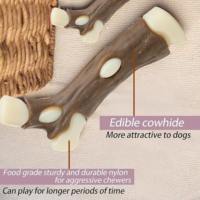 BETTEPROD Dog Bones Chew Toys for Aggressive Chewers, 6 Pack Real Beef Flavor,Indestructible Dog Teething Chew Toys for Large/Medium/Small Puppies Breed,Tough Pet Toy with Durable Nylon