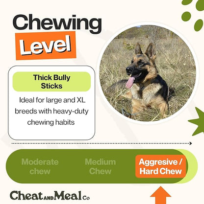 Bully Sticks for Large Dogs, (6 Inch, 5 Count), Dog Chew Toy for Aggressive Chewers Single Ingredient, 100% Beef Pizzle, Grass-Fed, Rawhide-Free, Grain-Free