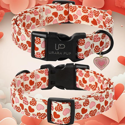 Valentine’s Dog Collar, Red Heart Dog Collar with Quick Release, Sweet Valentine’s Gift Pet Girl Boy Dog Collar for Puppy Small Medium Dogs, Wedding Dog Collar