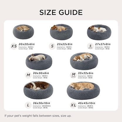 Bedsure Calming Dog Bed for Extra Large Dogs - Donut Washable Large Pet Bed, 45 inches Anti-Slip Round Fluffy Plush Faux Fur Dog Bed, Fits up to 120 lbs Pets, Dark Grey