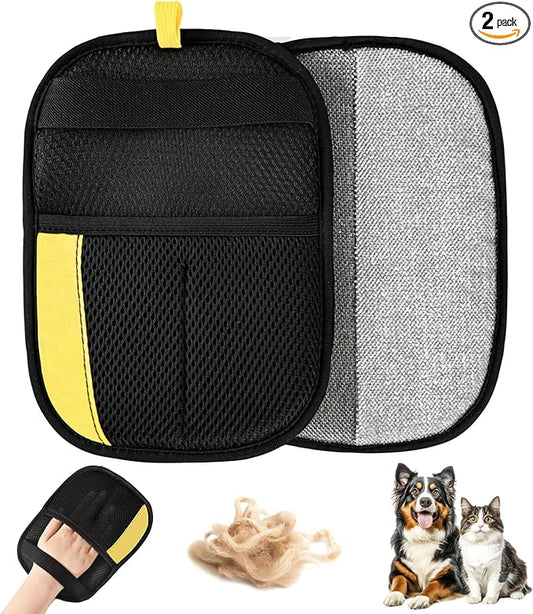 2-Pack Pet Hair Removal Glove for Dogs & Cats, Newly Upgraded Electrostatic Pet, Reusable Pet Hair Remover Tool for Clothing, Couch, Carpet, Car Seat