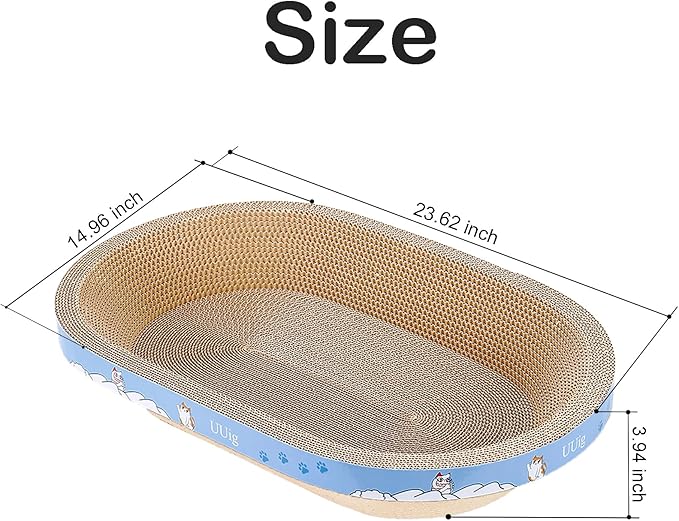 UUig Cat Scratcher, 2pcs-23.6x14.9 inches Large Cat Scratching Board, Cardboard Cat Scratchers for Indoor Cats, Oval Cat Scratch Pad Bed with Catnip