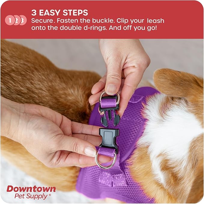 Downtown Pet Supply Step in Dog Harness No Pull, X-Large, Purple - Adjustable Harness with Padded Mesh Fabric and Reflective Trim - Buckle Strap Harness for Dogs