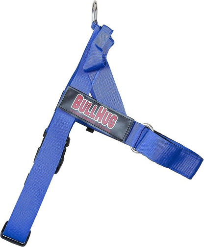 BULLHUG Adjustable Dog Harness– No Pull, No Choke – for English Bulldogs, French Bulldogs, Pugs & Broad-Chested Breeds – Easy, Safe Walks (Royal Blue, Large)