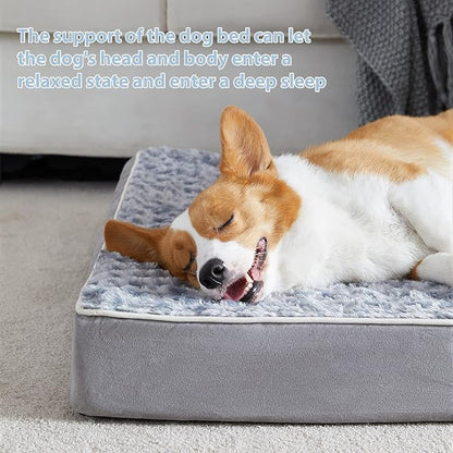 WNPETHOME Orthopedic Large Dog Bed, Large Waterproof Dog Bed with Removable Washable Cover & Anti-Slip Bottom,Egg Crate Foam Pet Bed Mat,Soft Rose Plush Pet Crate Mat