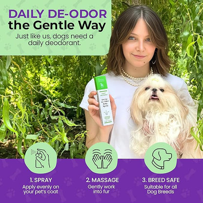 The Canine Project Luxury Daily Dog Deodorant & Grooming Spray – Long-Lasting, Odor Eliminating Pet Deodorizer Spray for Dogs’ Coat & Skin – Gentle & Clean, Irresistible Fresh Spa Scent 5.07 Fl oz.