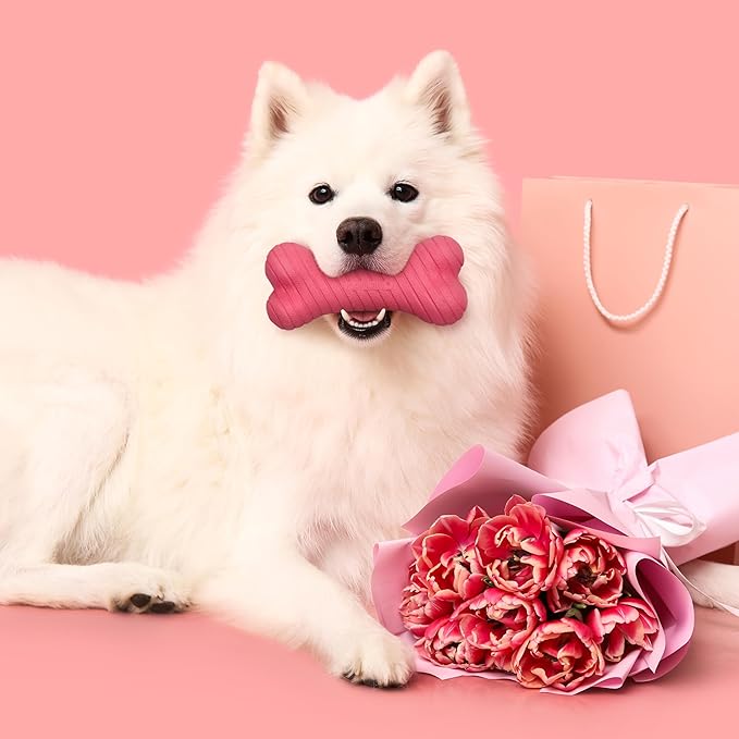 Playology Dog Toys | Dual Layer Bone Durable Chew Toy Bone for Dogs | Medium Red Velvet Cake Scented Toy - Limited Edition Valentine's Day Scent | Easy to Clean and Made from Non Toxic Materials