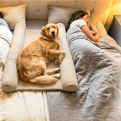 Does Your Dog Love You a Little Too Much at Night? Try Denmate:The First On-Bed Dog-Bed Designed to stabilize Nighttime Movement & Improve Dog & Owners Sleep. Machine Washable. Sleep Better Together