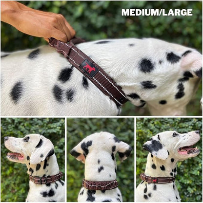 Tuff Pupper Heavy Duty Dog Collar with Handle | Ballistic Nylon Heavy Duty Collar | Padded Reflective Dog Collar with Adjustable Stainless Steel Hardware | Convenient Sizing for All Breeds