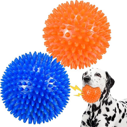 Ousiya Dog Balls 4.5" Squeaky Dogs Ball for Large Spikey Dog Ball for Aggressive Chewers Heavy Duty Teething Medium Durable Dogs Balls (2 Pack)