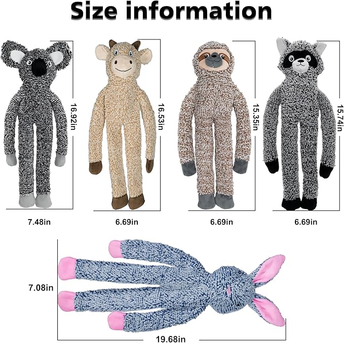 BUYPOW Cattle No Stuffing Dog Toys for Large Dogs, Squeaky Crinkle Interactive Dog Animals, Plush Teething Toys to Keep Them Busy, Cute Funny Dogs Gifts for Small Medium Large Breed