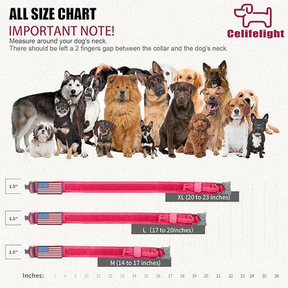 Tactical Dog Collar Military Dog Collar Adjustable Nylon Dog Collar Heavy Duty Metal Buckle with Handle for Dog Training,with Patches(Pink(1PCS), M)