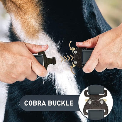 NexaPaw Biothane Dog Collar with Cobra Buckle - Made in USA - QR Code Dog Tag ID Included - Adjustable Heavy Duty Dog Collars for Medium Large Dogs - Waterproof Military Grade Tactical Collar for Dogs