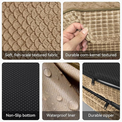 JOEJOY Orthopedic Dog Bed for Medium Dogs, Egg-Crate Memory Foam Pet Bed with Bolster Sides, Waterproof Lining, Removable Washable Cover & Non-Slip Bottom, Light Brown