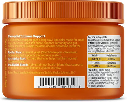 Zesty Paws Dog Allergy Relief Chews, Dog Probiotics for Itchy Skin and Ears, Lamb, Mini, 90ct