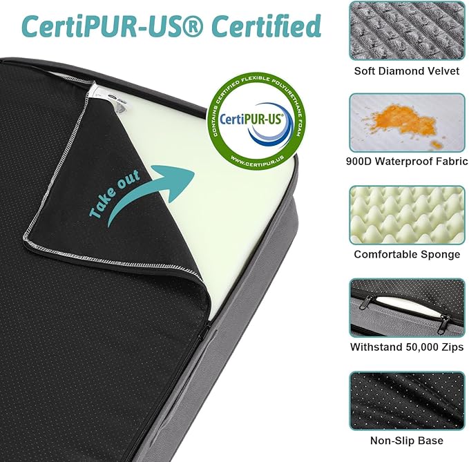 COZY KISS Orthopedic Dog Bed for Large Dog, XL Pet Sofa for Extra Large Dog, Big Supportive Foam Bolster U Shaped Couch with Waterproof Lining Cover, Anti-Slip, Comfort, Washable, 42x30x7.5 inch, Grey