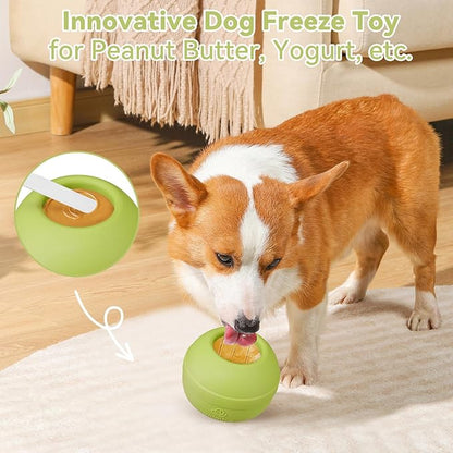Long-Lasting Interactive Dog Lick Toy, Stuffable Dog Enrichment to Keep Dogs Busy, Wobbly Treat Dispensing Freezable Chew Toys, Food-Grade Safe (Green,M)