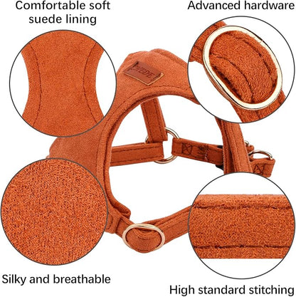 CHEDE No Pull Puppy Harness and Multifunction Dog Leash Set- 8 Colors Soft Adjustable No Choke Escape Proof Cute,Lightweight Pet Vest Harness for Small and Medium Dog (M, Khaki)