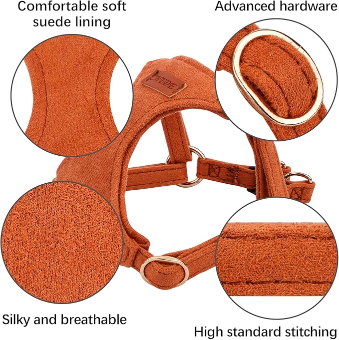 CHEDE No Pull Puppy Harness and Multifunction Dog Leash Set- 8 Colors Soft Adjustable No Choke Escape Proof Cute,Lightweight Pet Vest Harness for Small and Medium Dog (S, Khaki)