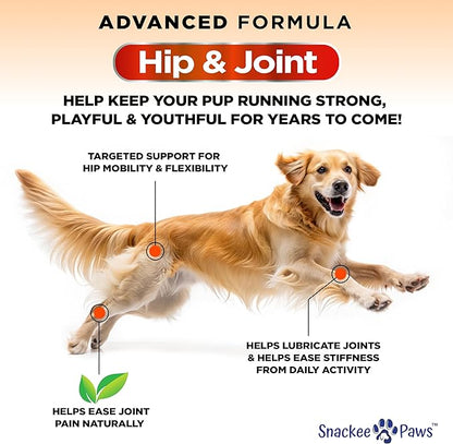 Hip and Joint Supplement for Dogs - Glucosamine for Dogs - Approx 160 Joint Pain Relief Chews - Chondroitin, MSM - Hemp Oil - Advanced Canine Health Supplement - Mobility Support Treats