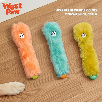 WEST PAW Rowdies Sven Durable Plush Dog Toy with HardyTex Reinforced Seams Squeaker - Soft Plush Exterior Hand Sewn by Skilled Artisans and Made in USA for Dogs - Citrus