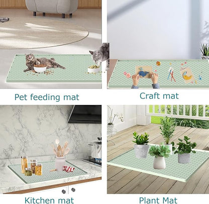 Jacooxi Cat Litter Mat for Litter Box, Silicone Large Cat Litter Trapping Mat - 51.2x25.6 in, Waterproof & Non-Slip, Durable & Easy Clean, Green